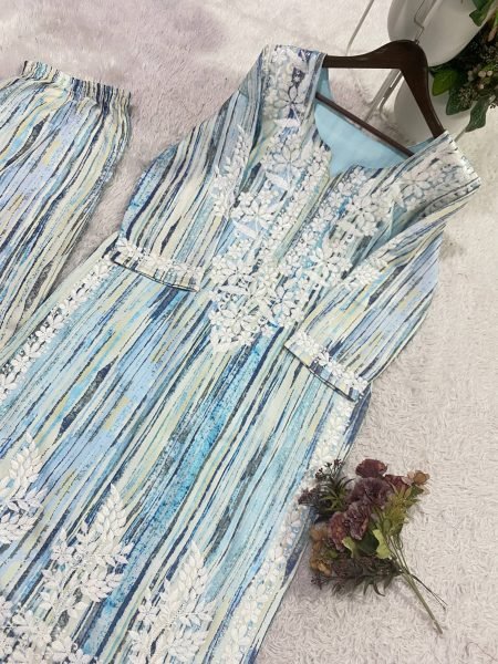 Stunning Rayon Kurti Palazzo Set with Embroidery Work For Daily Wear  Ready To Wear Collection