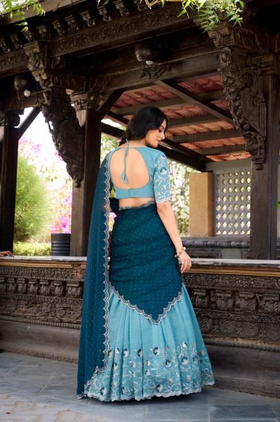 Stunning Silver Glossy Lehenga Choli with Hotfix Sequins & Embroidery Wedding Collection 2025 Designer Lehenga Choli