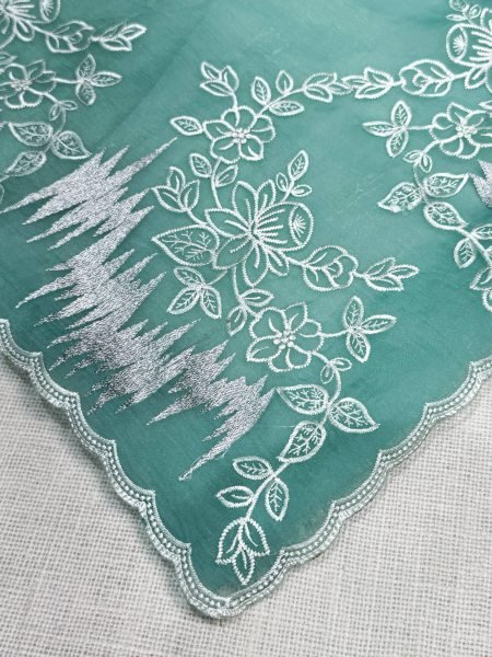 Stunning Sky Blue Melborne Silk Saree with Embroidered Border for Festival Wear Embroidery Sarees Wholesale
