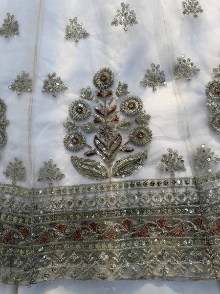 Stunning White Festive Wear Lehenga Gown With Gota Patti and Fancy Lace  Ready To Wear Collection