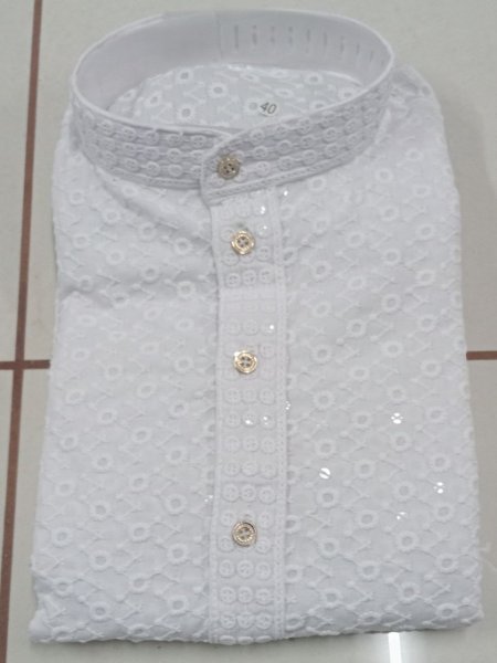 Stunning White Stylish Lucknowi Embroidery Kurta for Men for Cultural Events Kurta Pajama Wholesale