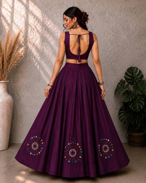 Stunning Wine Designer Navratri Lehenga Choli with Heavy Stitched Blouse For Wedding Navratri Lehnega Choli