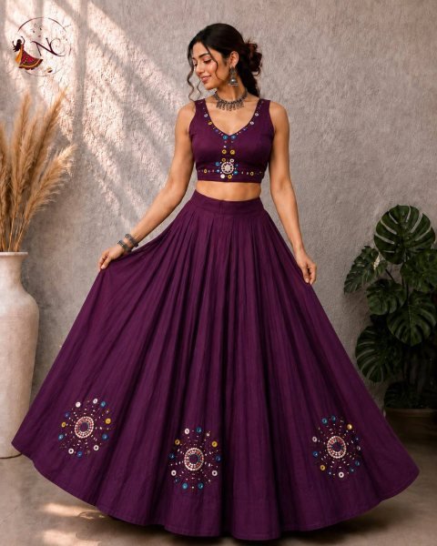 Stunning Wine Designer Navratri Lehenga Choli with Heavy Stitched Blouse For Wedding Navratri Lehnega Choli