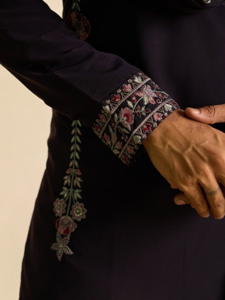 Stunning Wine Men s Kurta Pant with Embroidered Dupatta in Japanese Fabric Mens Short Kurta