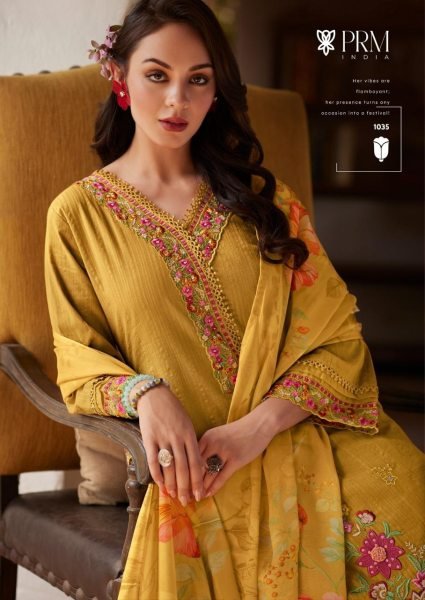 Stunning Yellow Pure Cotton Embroidered Kurti Pant Dupatta Set with Organza Digital Print Dupatta Pakistani Suits Wholesale