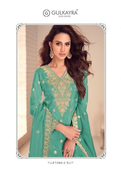 Stylish Art Sky Blue Silk Cyan Embroidered Readymade Palazzo Salwar Suit Embroidery Suits Wholesale