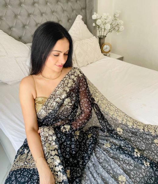 Stylish Bandhej Embroidered Georgette Saree with Cutwork Border Readymade Export Collection for Wholesale Buyers Georgette Sarees Wholesale