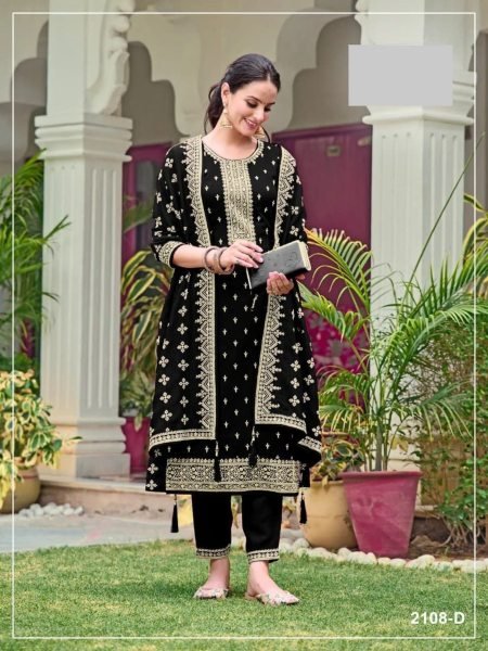 Stylish Black Embroidered Georgette Suit with Santoon Bottom For Wedding Wear 