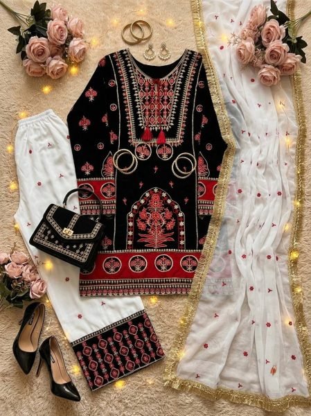 Stylish Black Natural Silk Kurta Set With Heavy Embroidery Work For High Profit Products Ready To Wear Collection