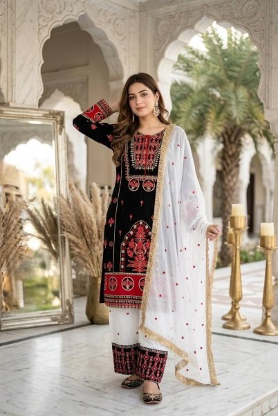 Stylish Black Natural Silk Kurta Set With Heavy Embroidery Work For High Profit Products Ready To Wear Collection