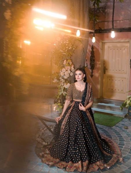 Stylish Black Partywear Silk Lehenga Choli With 3.5 Meter Flare, Zari and Sequins Work Designer Lehenga Choli