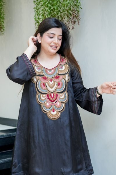 Stylish Black Premium Crepe Party Wear Kurti Pant Set with Elegant Embroidery Work  CO ORD Sets