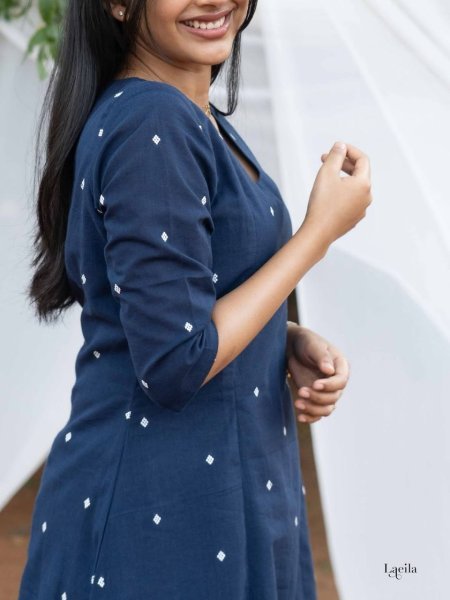 Stylish Blue South Cotton Kurta Set with Elegant Jacquard Work for Summer Wear Cotton Kurtis Wholesale