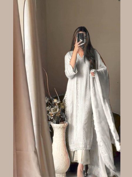 Trending Embroidered Chikankari Cotton Kurta Palazzo Set with Dupatta Ready to Wear Ethnic Wear for Ladies Online Shopping 
