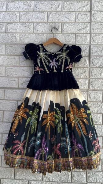 Stylish Chinon Silk Lehenga Choli for Girls with Cutwork Border Girls Wear