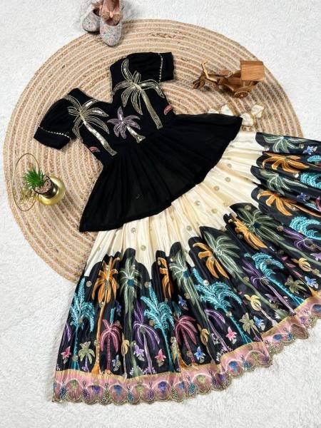 Stylish Chinon Silk Lehenga Choli for Girls with Cutwork Border Girls Wear