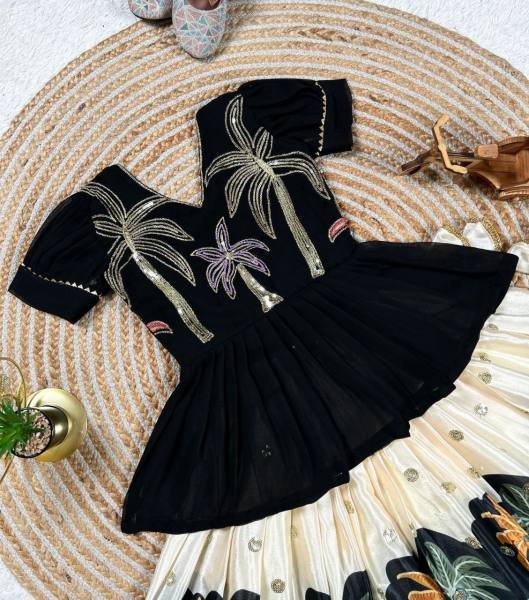 Stylish Chinon Silk Lehenga Choli for Girls with Cutwork Border Girls Wear