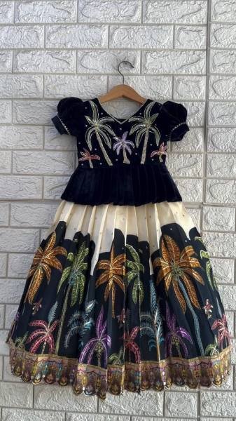 Stylish Chinon Silk Lehenga Choli for Girls with Cutwork Border Girls Wear