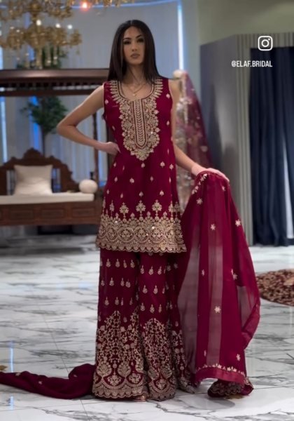 Stylish Embroidered Georgette Kurti Plazo Set with Dupatta Best Price Ready to Wear Ensemble Ready To Wear Collection