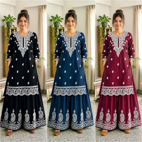 Stylish French Crepe Silk Kurti Set for Festive   Party Wear Ready To Wear Collection