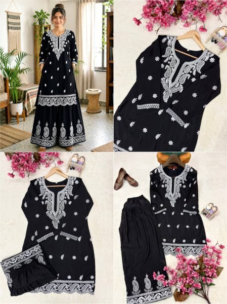 Stylish French Crepe Silk Kurti Set for Festive   Party Wear Ready To Wear Collection