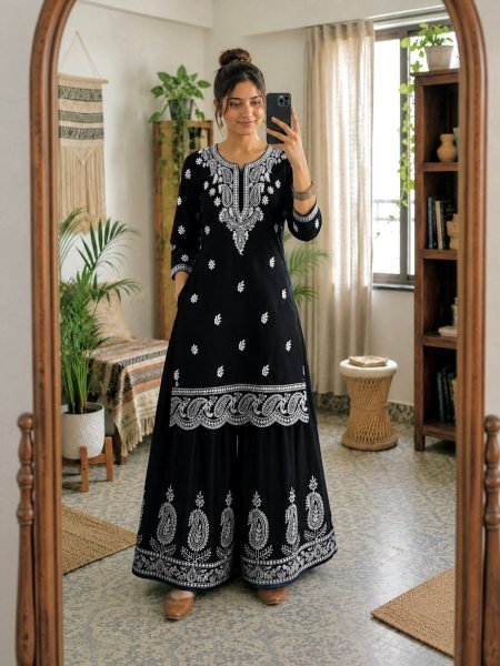 Stylish French Crepe Silk Kurti Set for Festive   Party Wear Ready To Wear Collection