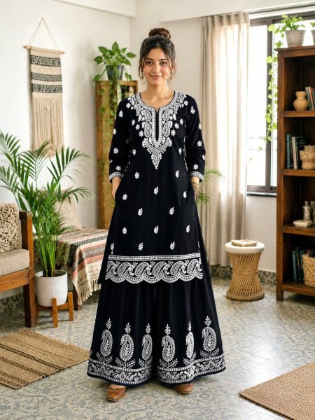 Stylish French Crepe Silk Kurti Set for Festive   Party Wear Ready To Wear Collection