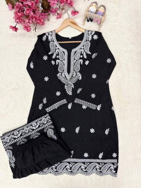 Stylish French Crepe Silk Kurti Set for Festive   Party Wear Ready To Wear Collection