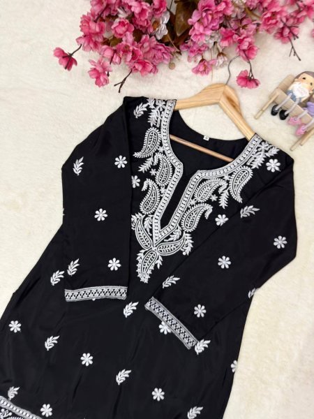 Stylish French Crepe Silk Kurti Set for Festive   Party Wear Ready To Wear Collection