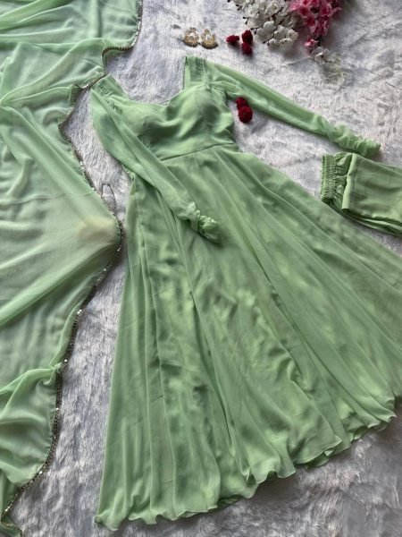 Stylish  Green Party Wear Anarkali Suit for Women Ready To Wear Collection