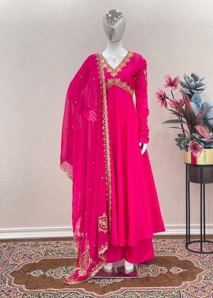 Stylish Heavy Soft Taffeta Silk Gown Plazzo With Dupatta Ready To Wear Collection