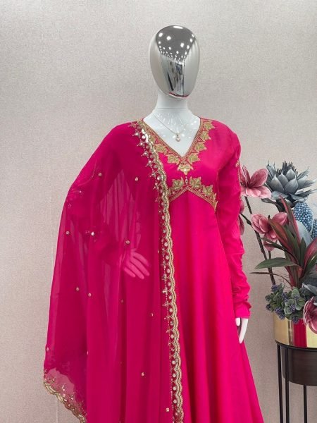 Stylish Heavy Soft Taffeta Silk Gown Plazzo With Dupatta Ready To Wear Collection