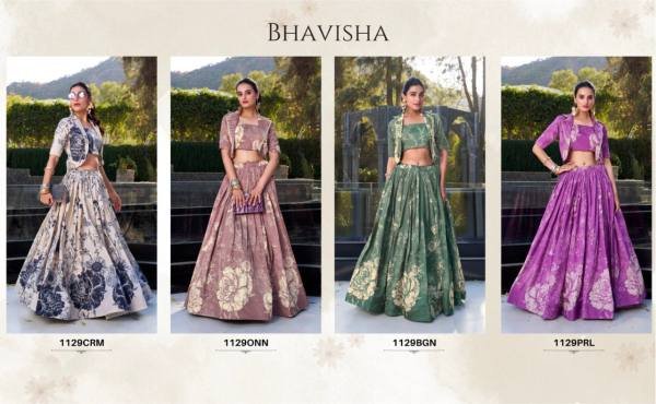 Stylish Indo Western Tussar Silk Lehenga Set with Stitched Blouse and Koti Designer Lehenga Choli