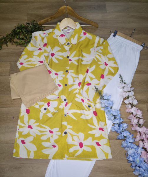  Stylish Kurti with Cap and Plazzo Set Premium Reyon & Lycra Digital Print Co-Ord Set CO ORD Sets