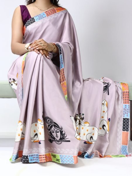 Stylish Lavender Printed Saree with Mono Banglory Blouse for Ethnic Collection Printed Cotton Sarees Wholesale