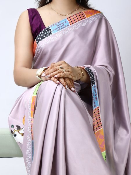 Stylish Lavender Printed Saree with Mono Banglory Blouse for Ethnic Collection Printed Cotton Sarees Wholesale