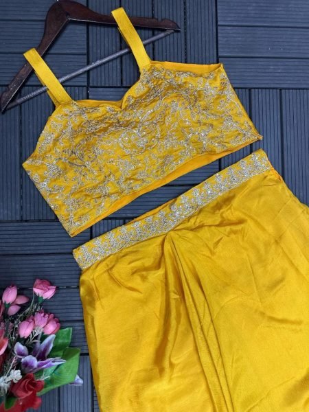 Stylish Mirror Work Shrug with Sharara   Plazzo Wedding Ready Indo Western Set Ready To Wear Collection