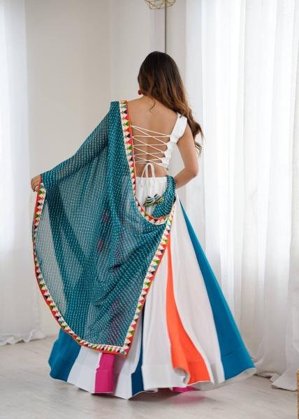 Stylish Multicolor Readymade Navratri Outfit With Gamthi Thread Embroidery Work Navratri Lehnega Choli