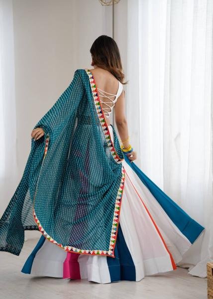 Stylish Multicolor Readymade Navratri Outfit With Gamthi Thread Embroidery Work Navratri Lehnega Choli