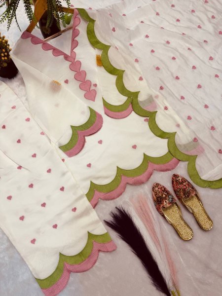 Stylish Off White Chanderi Farshi Salwar Suits Wth Zari Needle Dupatta At Direct Factory Pric Ready To Wear Collection