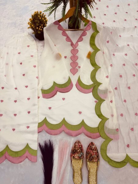 Stylish Off White Chanderi Farshi Salwar Suits Wth Zari Needle Dupatta At Direct Factory Pric Ready To Wear Collection
