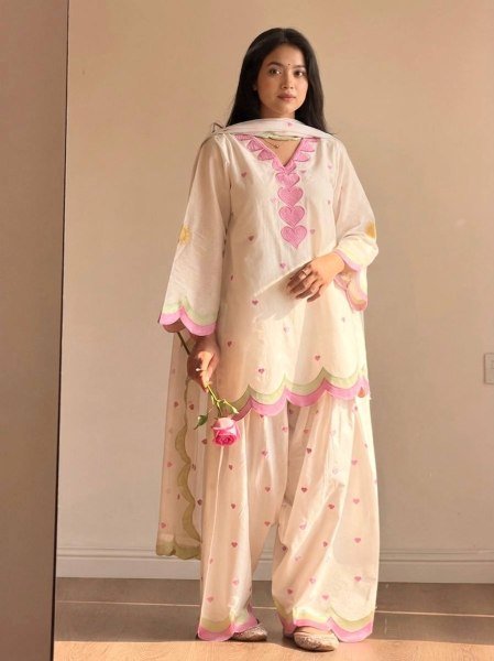 Stylish Off White Chanderi Farshi Salwar Suits Wth Zari Needle Dupatta At Direct Factory Pric Ready To Wear Collection