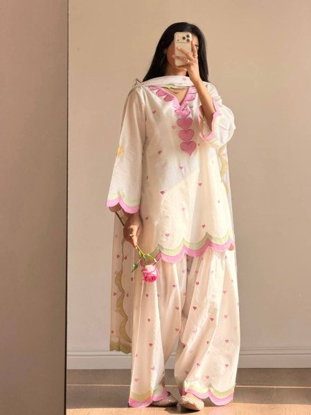 Stylish Off White Chanderi Farshi Salwar Suits Wth Zari Needle Dupatta At Direct Factory Pric Ready To Wear Collection