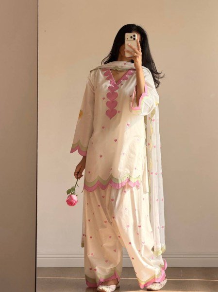 Stylish Off White Chanderi Farshi Salwar Suits Wth Zari Needle Dupatta At Direct Factory Pric Ready To Wear Collection