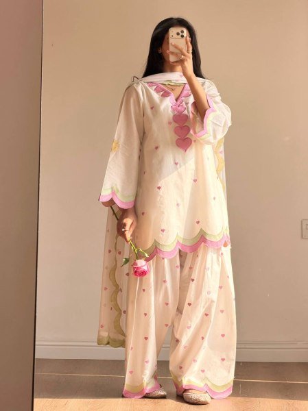 Stylish Off White Chanderi Farshi Salwar Suits Wth Zari Needle Dupatta At Direct Factory Pric Ready To Wear Collection