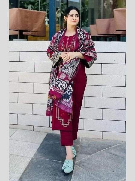 Stylish Pakistani Suit Set with Cotton Embroidery & Sequin Work Two Color Options Best Price for Wholesalers Salwar Kameez