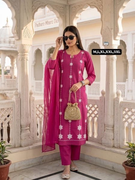 Stylish Pink Embroidered Kurti Pant Set for Women Latest Collection Cotton Kurtis Wholesale