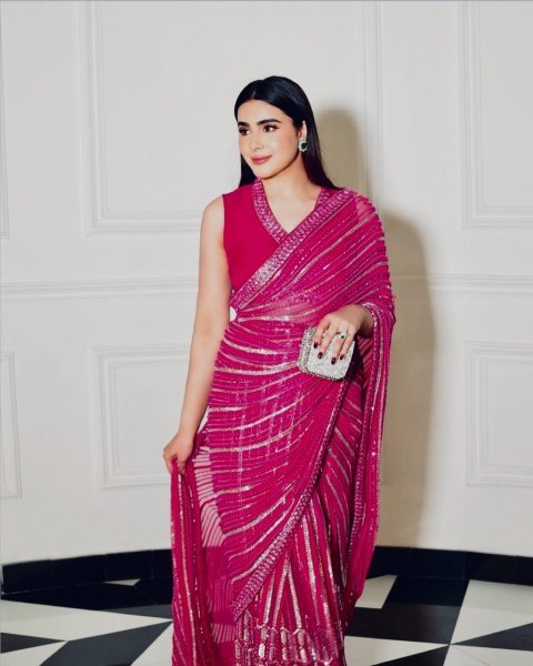 Stylish Pink Georgette Saree with Sequins and Dori Work For Wedding Georgette Sarees Wholesale