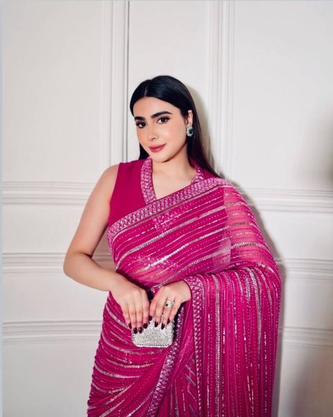 Stylish Pink Georgette Saree with Sequins and Dori Work For Wedding Georgette Sarees Wholesale