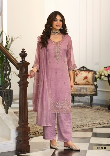Stylish Pink Salsa Embroidered Top Palazzo Dupatta Set with Beads Work for Festival Designer Plazzo Salwar Suits Wholesale